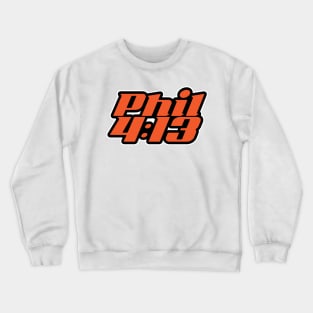 Philippians 4:13 - Bible Verse 2 Orange WHT Crewneck Sweatshirt